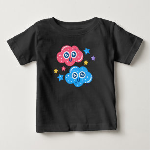 Camiseta Para Bebê Nuvens Estreladas Kawaii Fofas – Céu de Desenho An