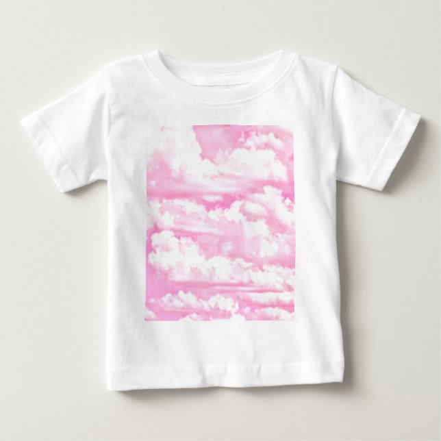 Camiseta Para Bebê Nuvens Rosa Rosa Festivas (Frente)