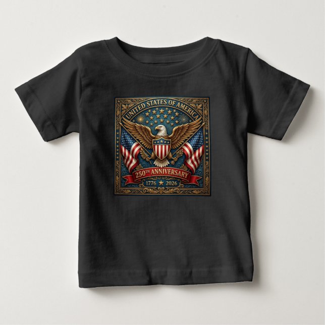Camiseta Para Bebê O 250º da América Versão 2 (Frente)