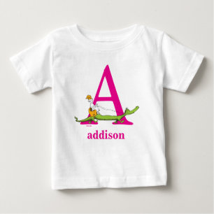 Camiseta Para Bebê O ABC do Dr. Seuss: Letra A - Rosa Adicione Seu N