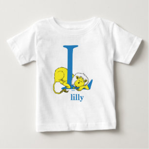 Camiseta Para Bebê O ABC do Dr. Seuss: Letra L - Azul Adicione Seu N