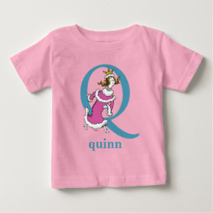 Camiseta Para Bebê O ABC do Dr. Seuss: Letra Q - Azul  Adicione Seu N