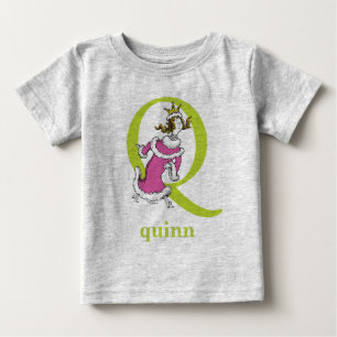 Camiseta Para Bebê O ABC do Dr. Seuss: Letra Q - Verde Adicione seu