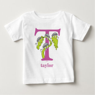 Camiseta Para Bebê O ABC do Dr. Seuss: Letra T - Roxo Adicione Seu N