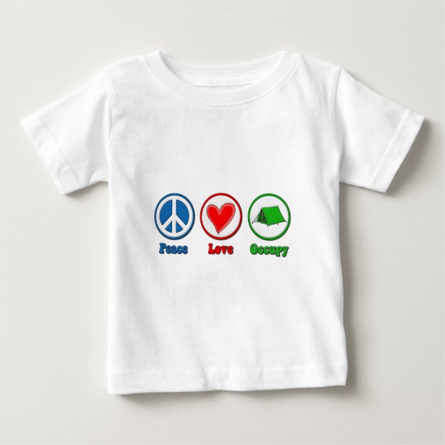 Camiseta Para Bebê O amor da paz ocupa (Frente)