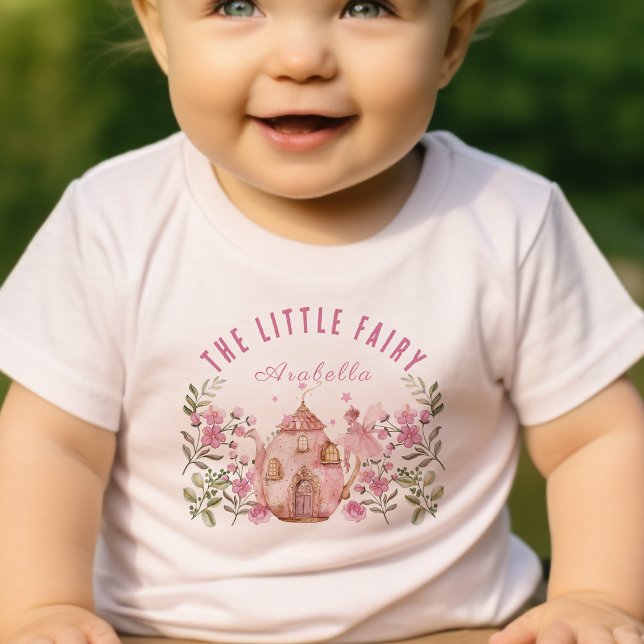 Camiseta Para Bebê O Aniversário Da Pequena Fada E Do Bule De Chá (Criador carregado)