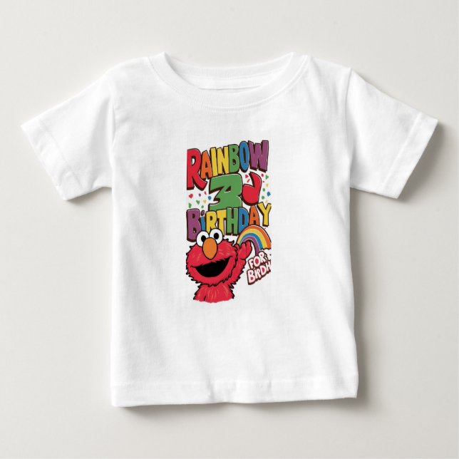 Camiseta Para Bebê "O Arco-Íris de Elmo Bash: 3ª edição!" (Frente)