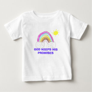 Camiseta Para Bebê o arco-íris, DEUS MANTEM SUAS PROMESSAS