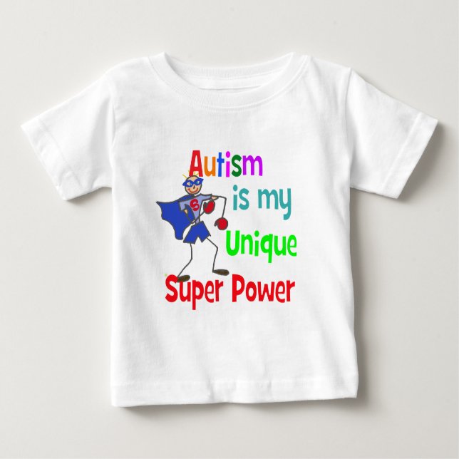 Camiseta Para Bebê O autismo é meu poder super original (Frente)