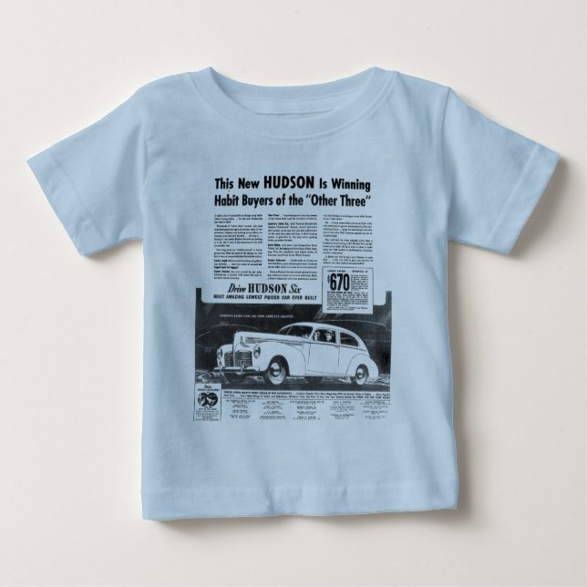 Camiseta Para Bebê O automóvel 1940 novo de HUDSON (Frente)