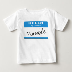 Camiseta Para Bebê O azul "olá! meu nome é crachá do _"-