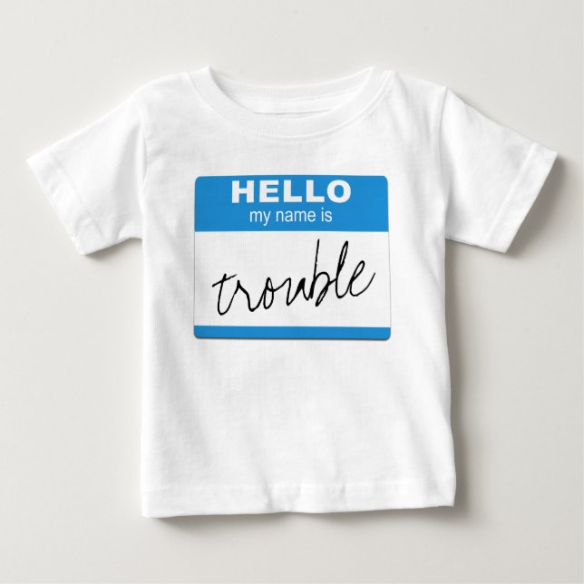 Camiseta Para Bebê O azul "olá! meu nome é crachá do _"- (Frente)