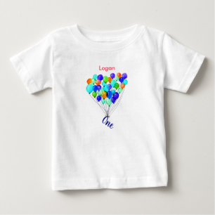 Camiseta Para Bebê O BALÃO do menino do verde azul personalizou UM