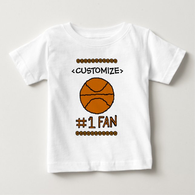 Camiseta Para Bebê O basquetebol do fã #1 personaliza-o (Frente)