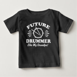 Camiseta Para Bebê O baterista futuro gosta de meu vovô