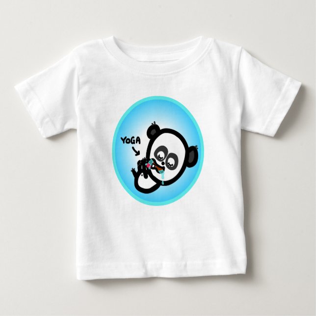 Camiseta Para Bebê O bebê animado - panda da ioga (Frente)