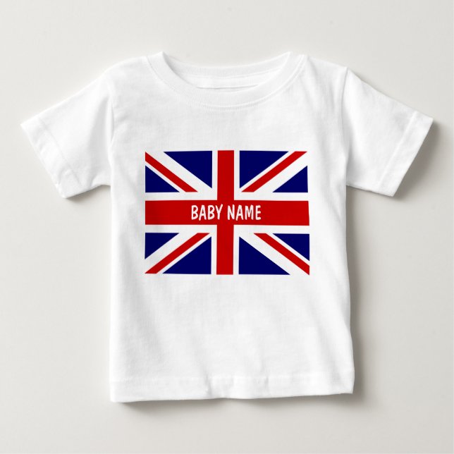 Camiseta Para Bebê O bebê de Union Jack cobre a bandeira de | (Frente)