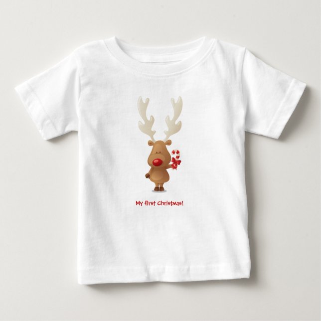 Camiseta Para Bebê o bebê rena (Frente)