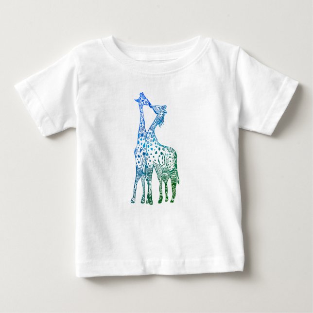 Camiseta Para Bebê O beijo das girafas Tutu RufleTee (Frente)