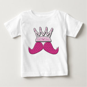 Camiseta Para Bebê O bigode cor-de-rosa bonito impresso peroliza a