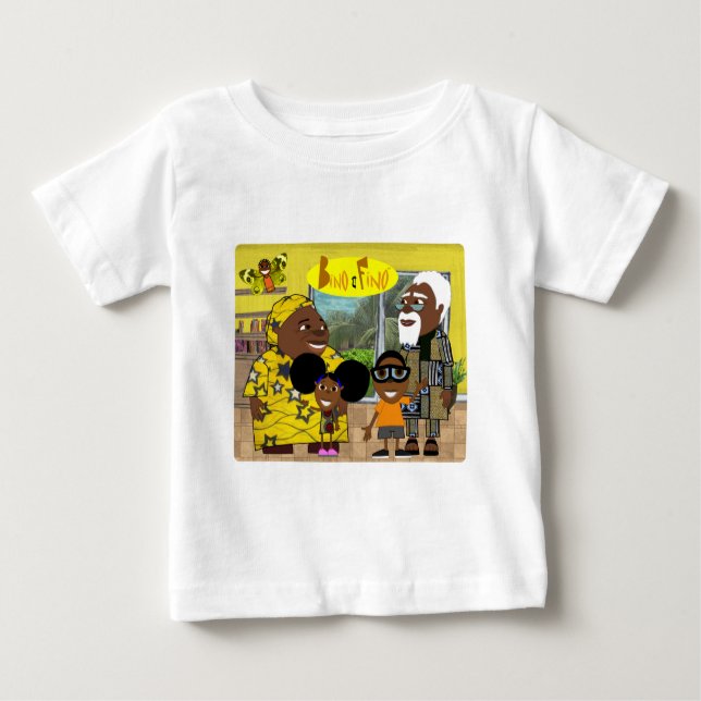 Camiseta Para Bebê O bino e a família de Fino (Frente)