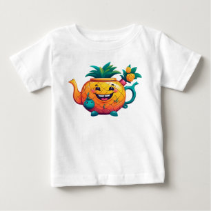Camiseta Para Bebê O bule de abacaxi feliz e própero