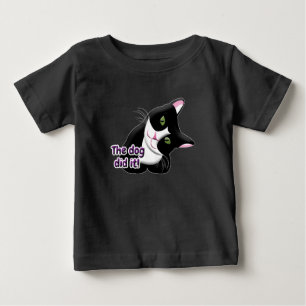 Camiseta Para Bebê O cão fez isso, Cat
