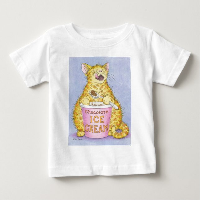Camiseta Para Bebê O CAT come o sorvete (Frente)
