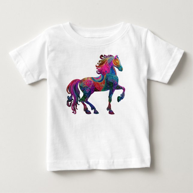 Camiseta Para Bebê O Cavalo Bordado (Frente)
