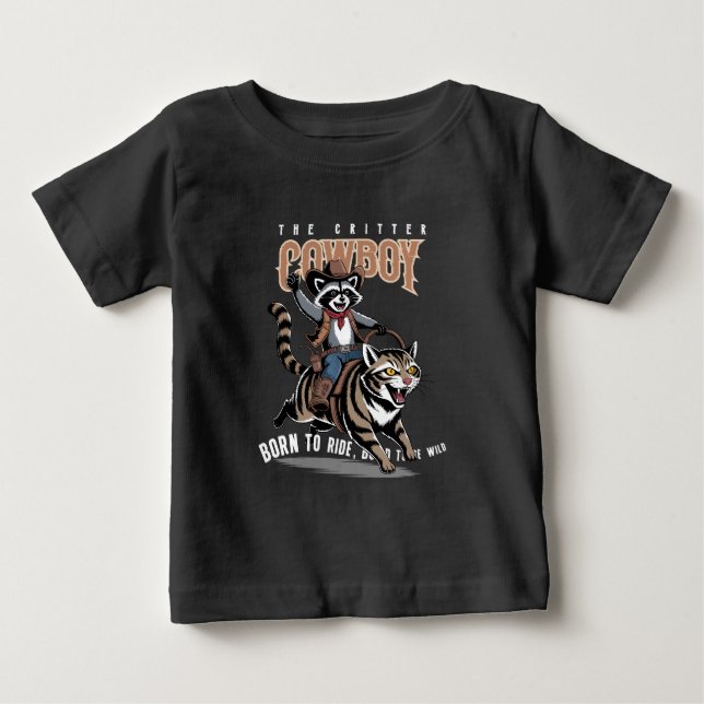 Camiseta Para Bebê O cowboy bicho (modo Dk.) | (Frente)