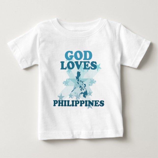 Camiseta Para Bebê O deus ama Filipinas (Frente)