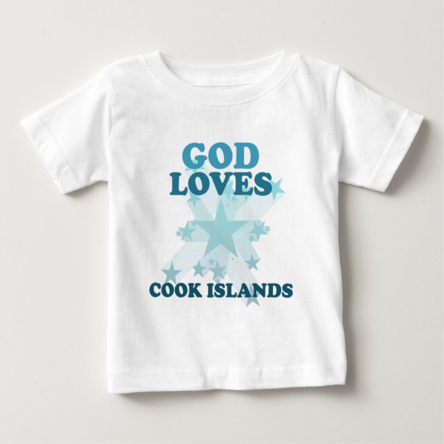 Camiseta Para Bebê O deus ama Ilhas Cook (Frente)