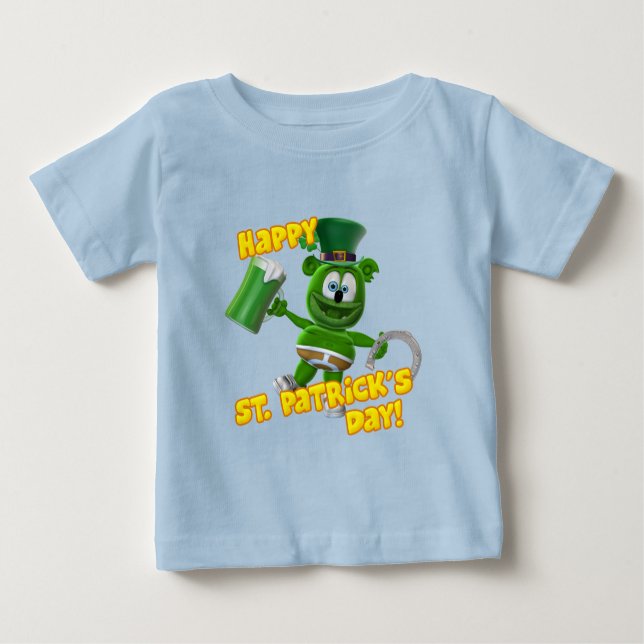 Camiseta Para Bebê O dia do St Patrick gomoso do urso (Frente)