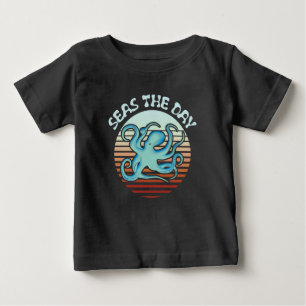 Camiseta Para Bebê O Dia dos Mares Octopus de Summer Vibes