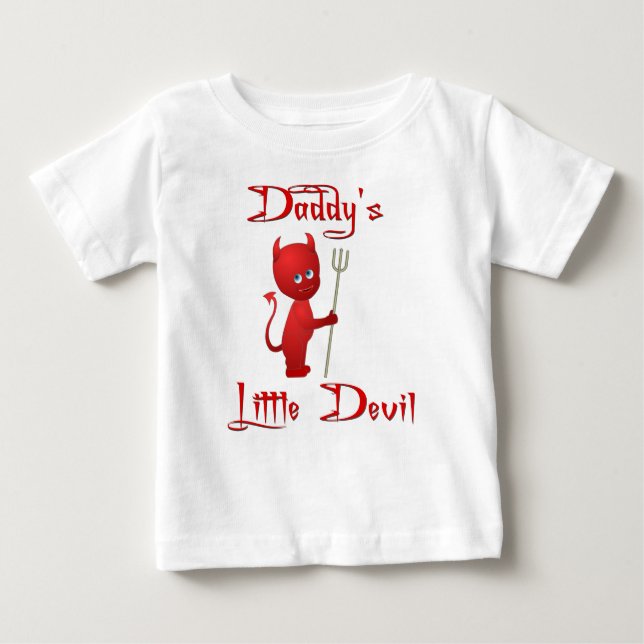 Camiseta Para Bebê O diabo pequeno do pai - com asas (Frente)