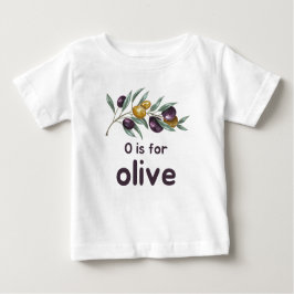 Camiseta Para Bebê O é para OLIVE Green Veggie Alphabet O