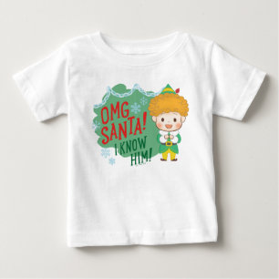 Camiseta Para Bebê O Elfo Buddy OMG Papai Noel! Eu O Conheço!
