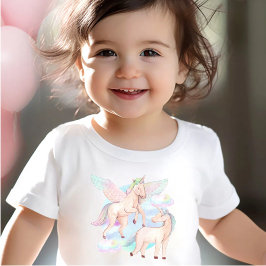 Camiseta Para Bebê O Encantador Unicórnio Voador