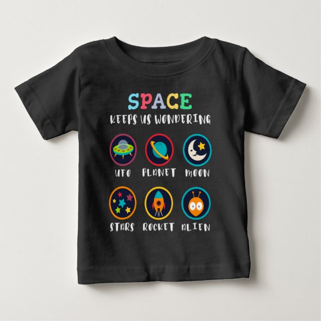 Camiseta Para Bebê O espaço nos deixa curiosos (Frente)