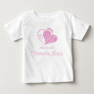 Camiseta Para Bebê O Favorito Sobrinha Cor-de-rosa Coração do Aunti