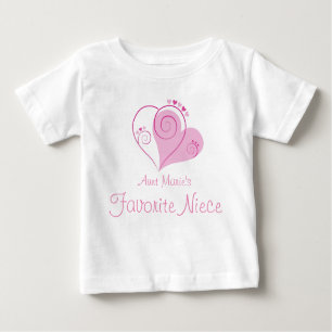 Camiseta Para Bebê O Favorito Sobrinha Cor-de-rosa Coração do Auntie