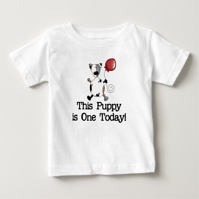Camiseta Para Bebê O filhote de cachorro é um aniversário (Frente)