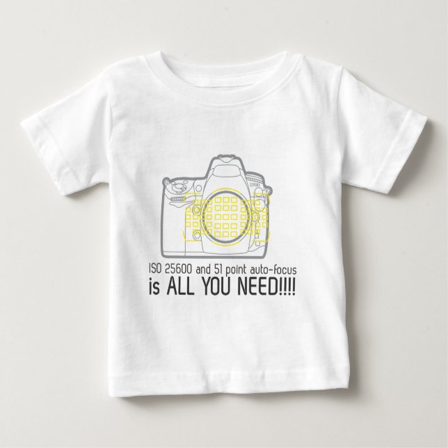 Camiseta Para Bebê O fotógrafo Nikon D700 é tudo o que você precisa (Frente)