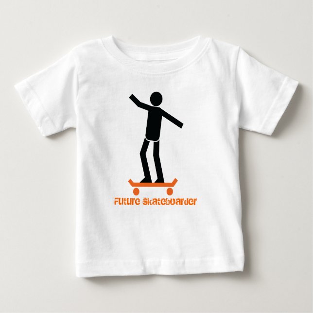Camiseta Para Bebê O futuro costume de skateboarder (Frente)