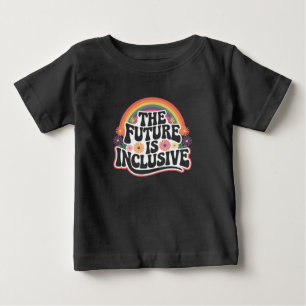 Camiseta Para Bebê O Futuro é Inclusivo Bandeira Arco-Íris LGBTQ Gay 