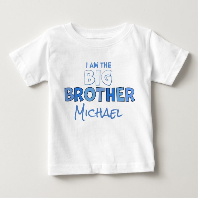 Camiseta Para Bebê O Grande Irmão Cute Boy Personalizado Azul (Frente)