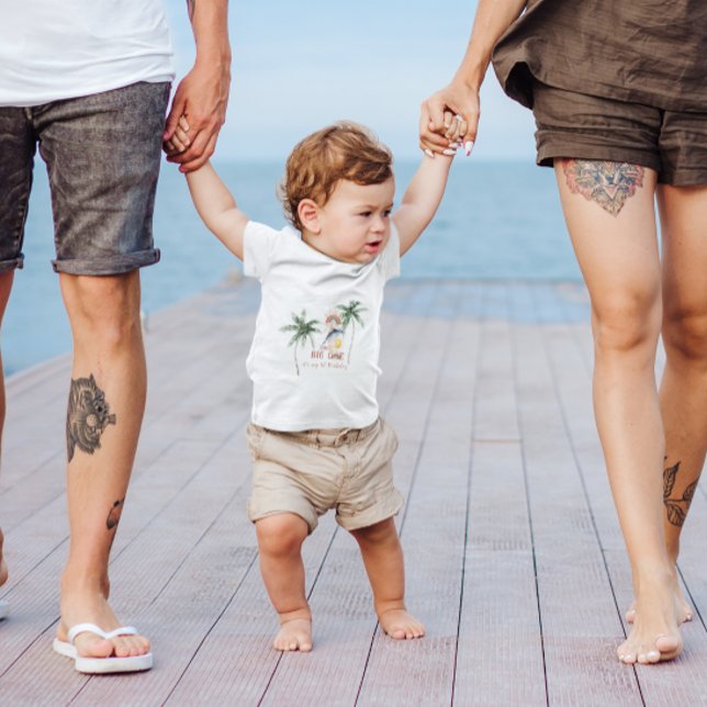Camiseta Para Bebê O Grande | primeiro aniversario de Surf de Verão (Criador carregado)