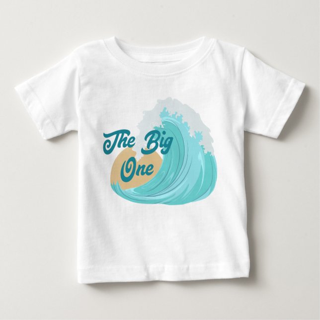 Camiseta Para Bebê O Grande Primeiro Aniversário Onda T-Shirt (Frente)