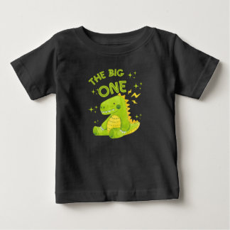 Camiseta Para Bebê o grande um girando uma bobina animado aniversário