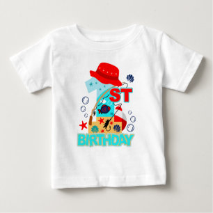Camiseta Para Bebê O Grande Um O-fish-ally Um   Primeiro Aniversário
